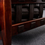 Canapé en palissandre et cuir de veau des années 60, rodeio par jean gillon, 1968