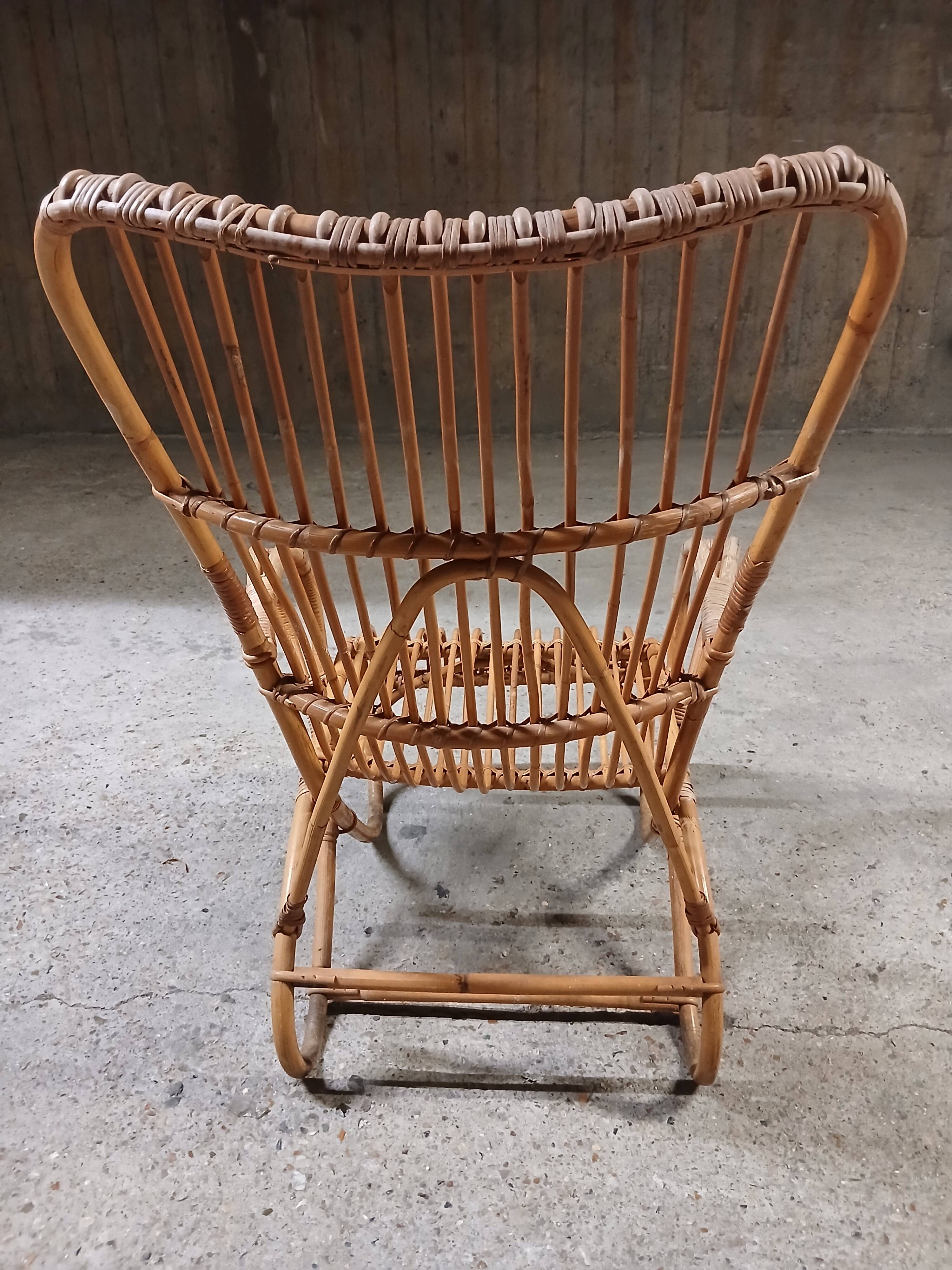 Paire de fauteuils en rotin vintage