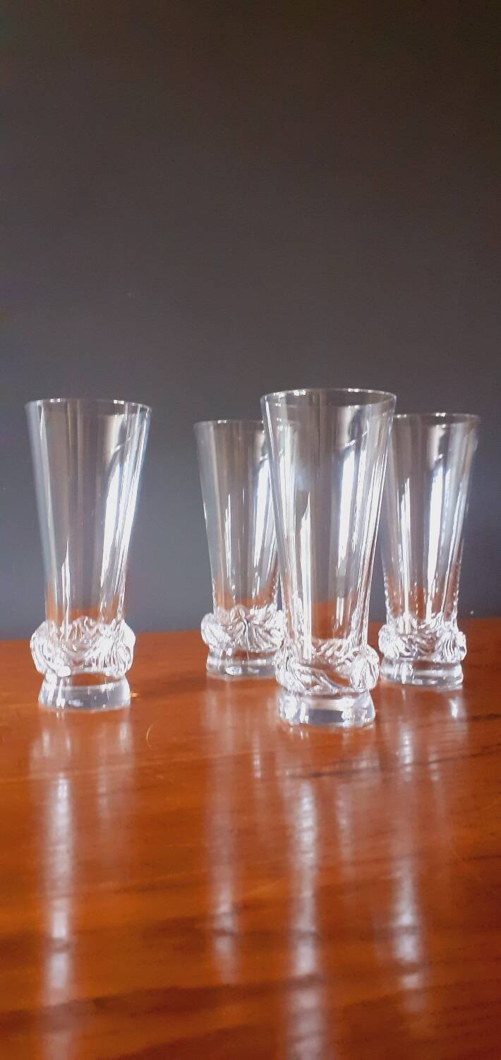 4 Champagne flutes from the 1950s in Daum crystal, Sorcy model