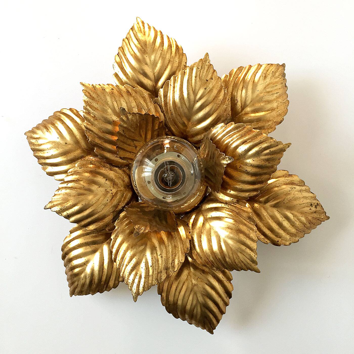 Masca floral applique, metal with gold leaf, 1970