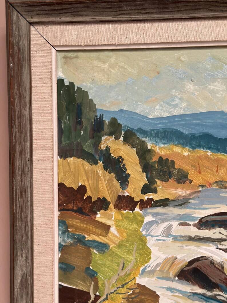 Original Swedish Oil on Panel – “Landscape With Water” by B. Lundqvist – Vintage & Framed – 56 × 48 cm (22" × 18.8")