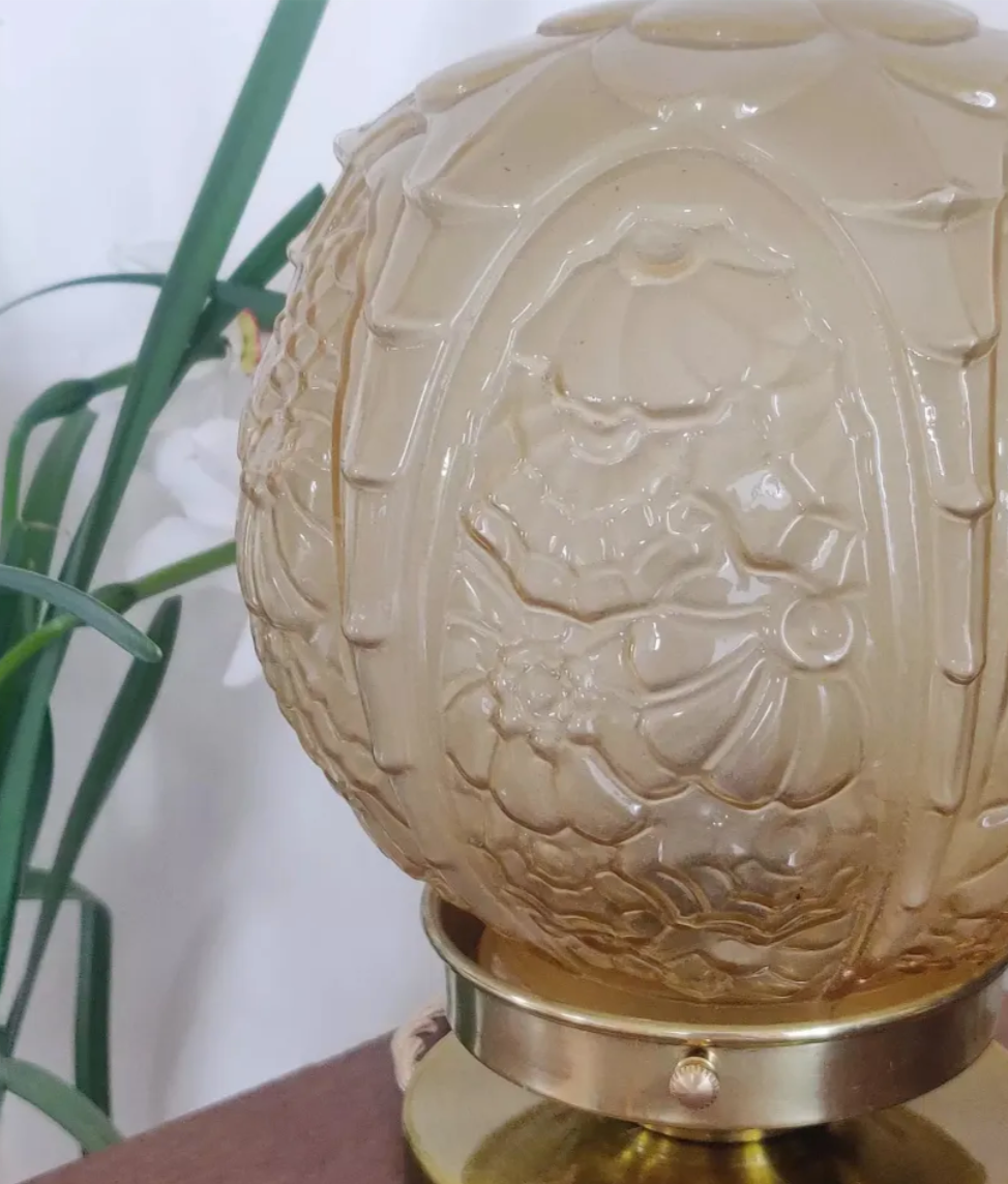 Table ball lamp globe art deco amber