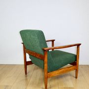GFM-142 armchair, design by Edmund Homa from the 70s, green boucle - 2 pieces available