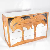 Rattan and mirror chest of drawers