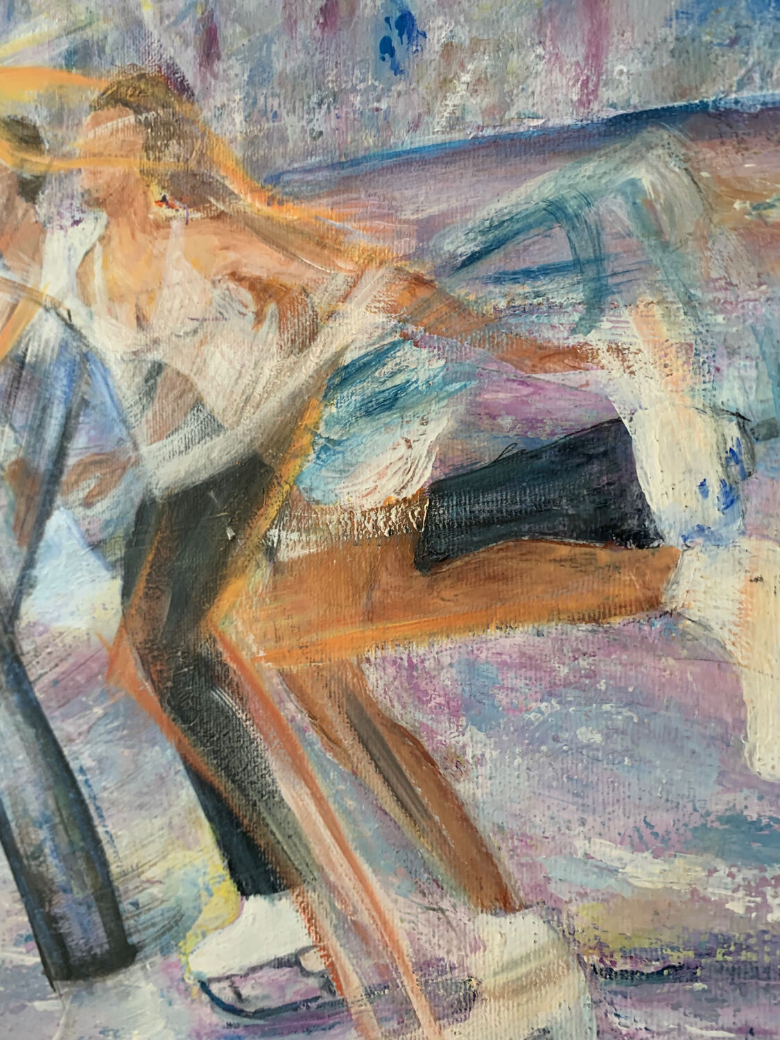 Oil on canvas ice skating