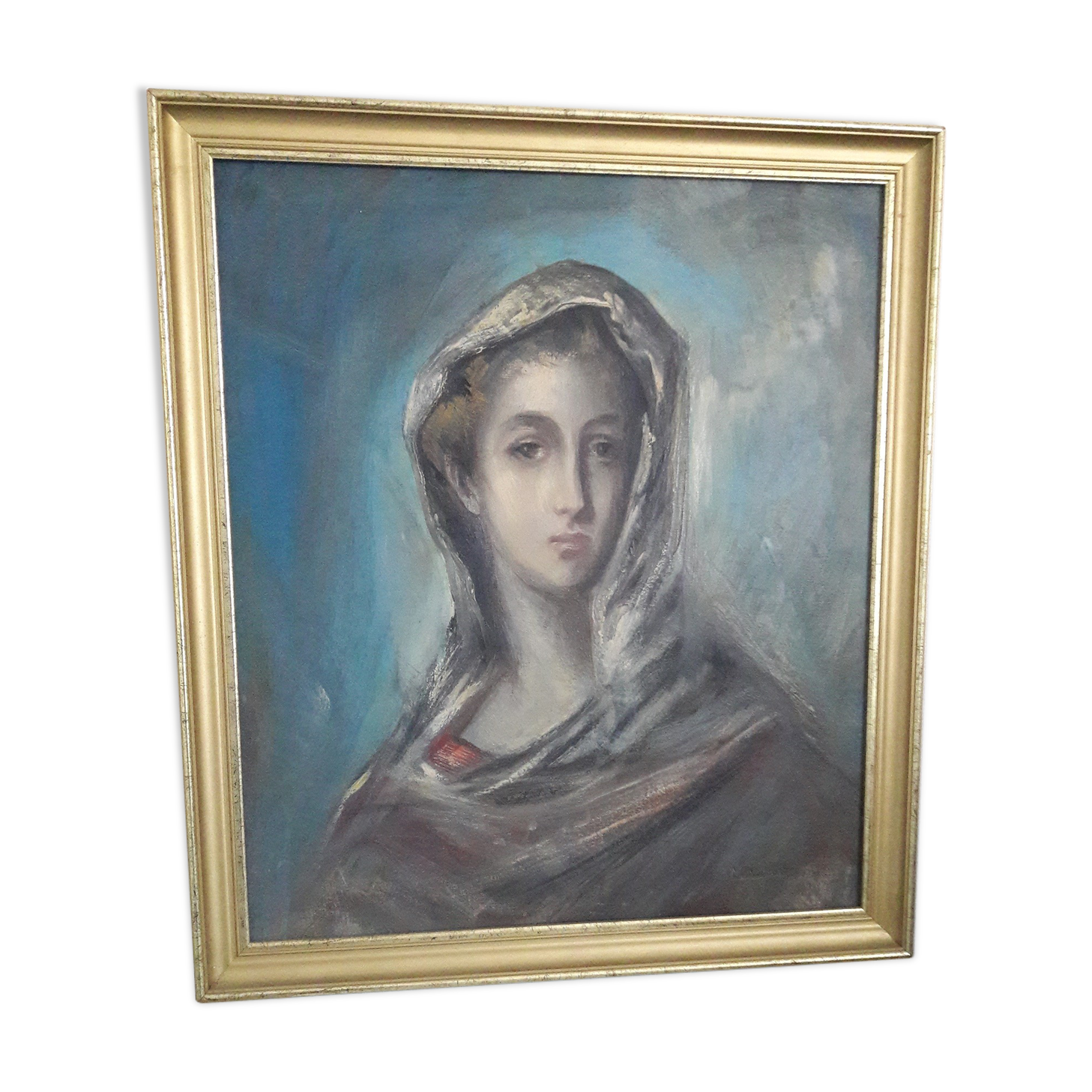 Portrait painting woman signed
