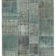 Handmade anatolian overdyed 170 cm x 240 cm grey patchwork carpet