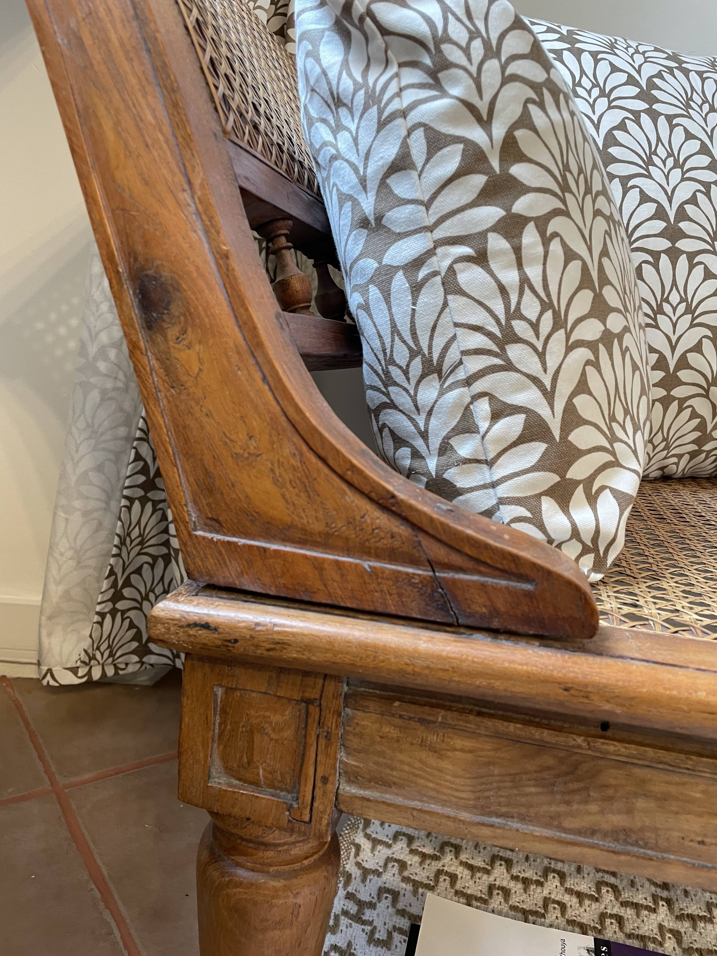 Indonesian daybed, canework and Java teak