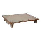 Ancienne table à thé en teck birman patine bleue d'origine