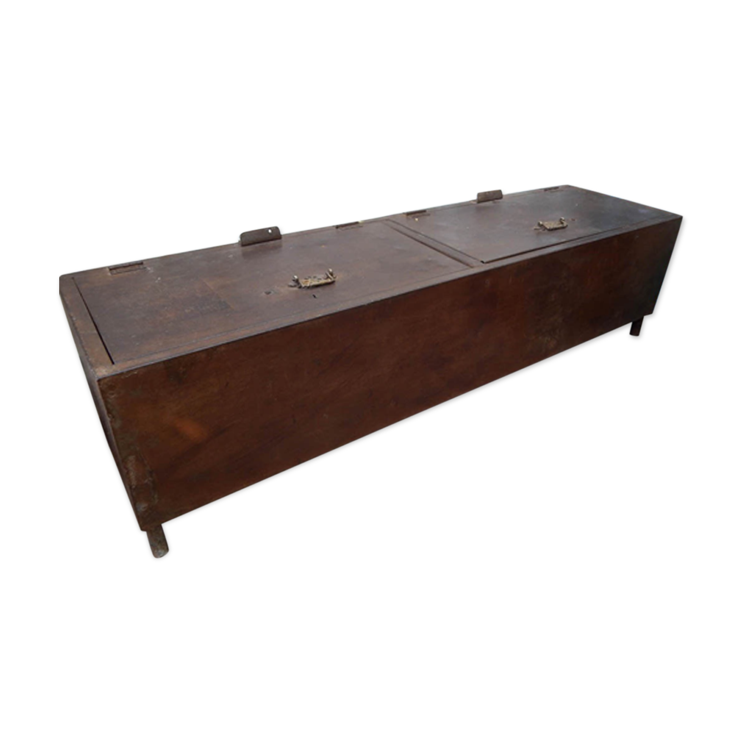 Long industrial metal low cabinet