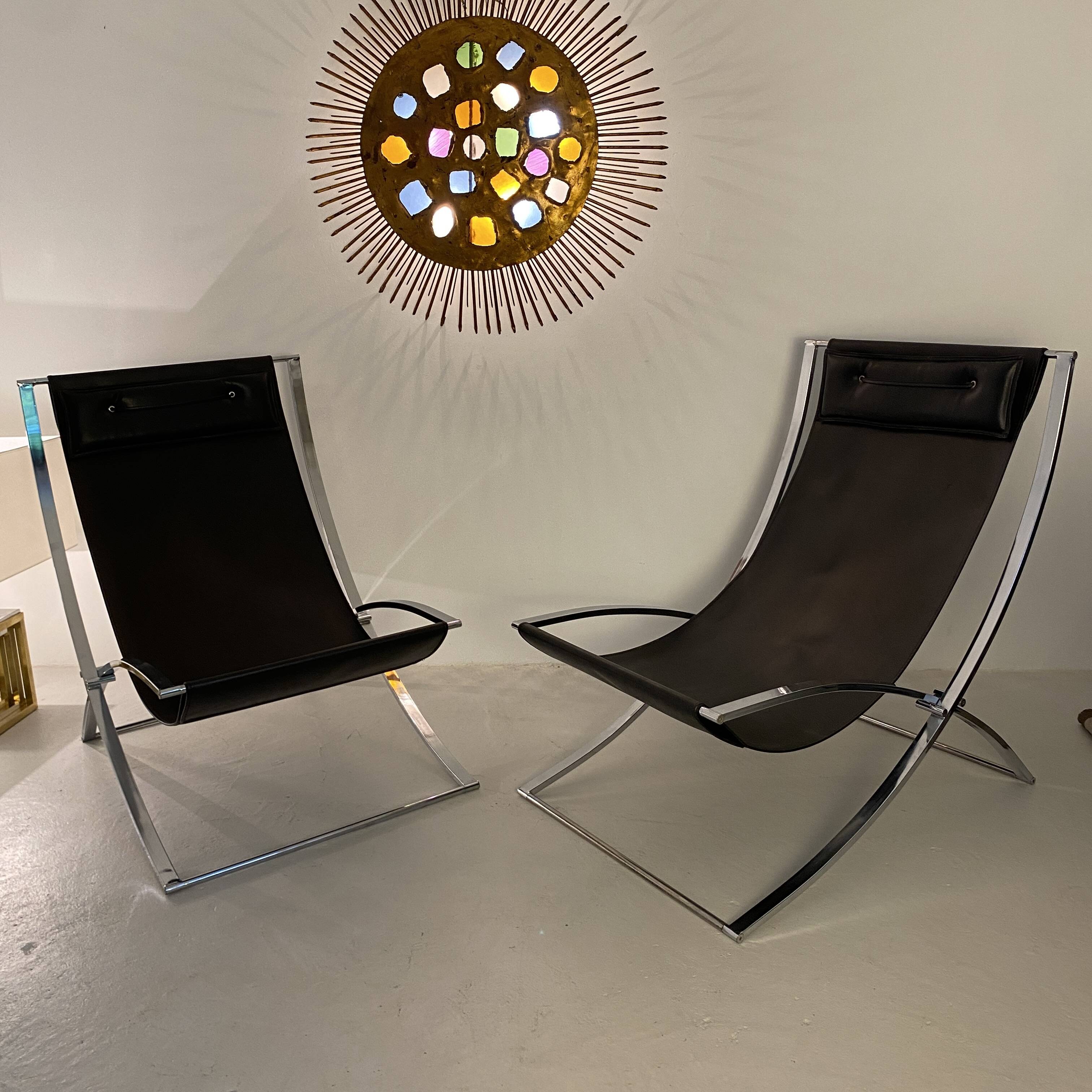 Pair of “Luisa” lounge chairs by Marcello Cuneo. 1970