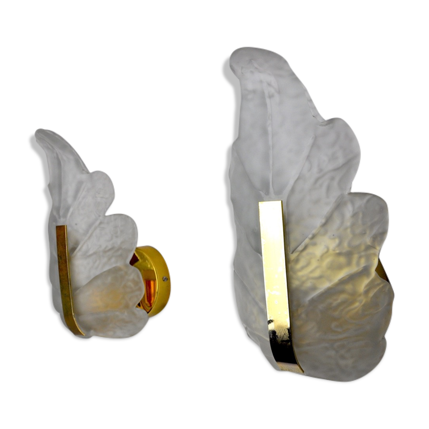 Pair of "leaf" wall lamps by Carl Fagerlund, Murano glass, Germany, 1970