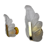 Pair of "leaf" wall lamps by Carl Fagerlund, Murano glass, Germany, 1970