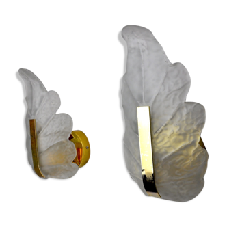Pair of "leaf" wall lamps by Carl Fagerlund, Murano glass, Germany, 1970