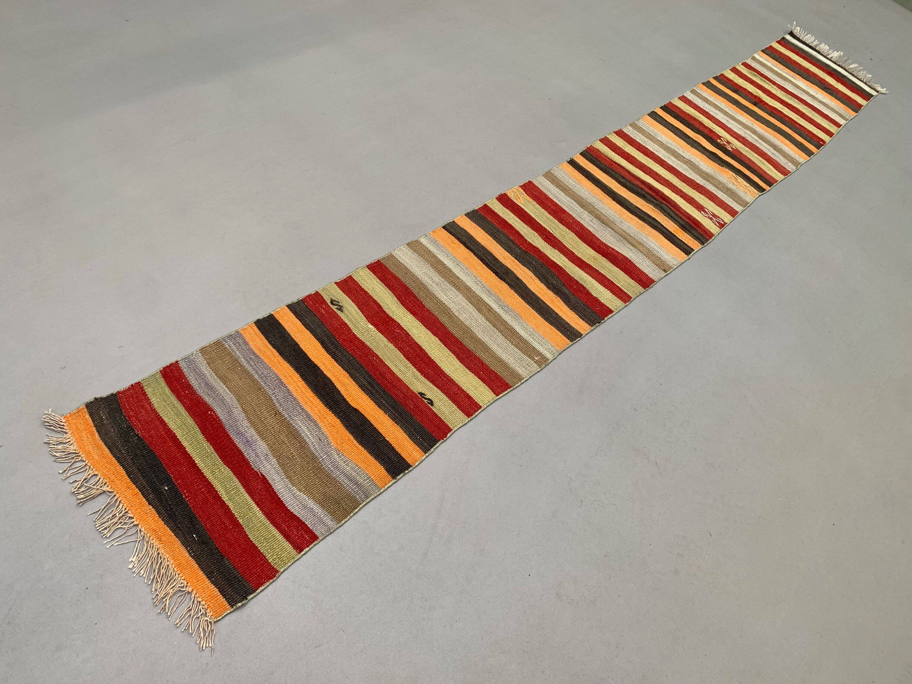 Old Turkish narrow Kilim Runner 347x49 cm shabby chic, vintage kelim