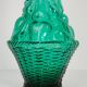 Set of two Genie green glass carafes.