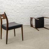 Teak and Black Leatherette Vintage Design Dining Chairs, 1960s