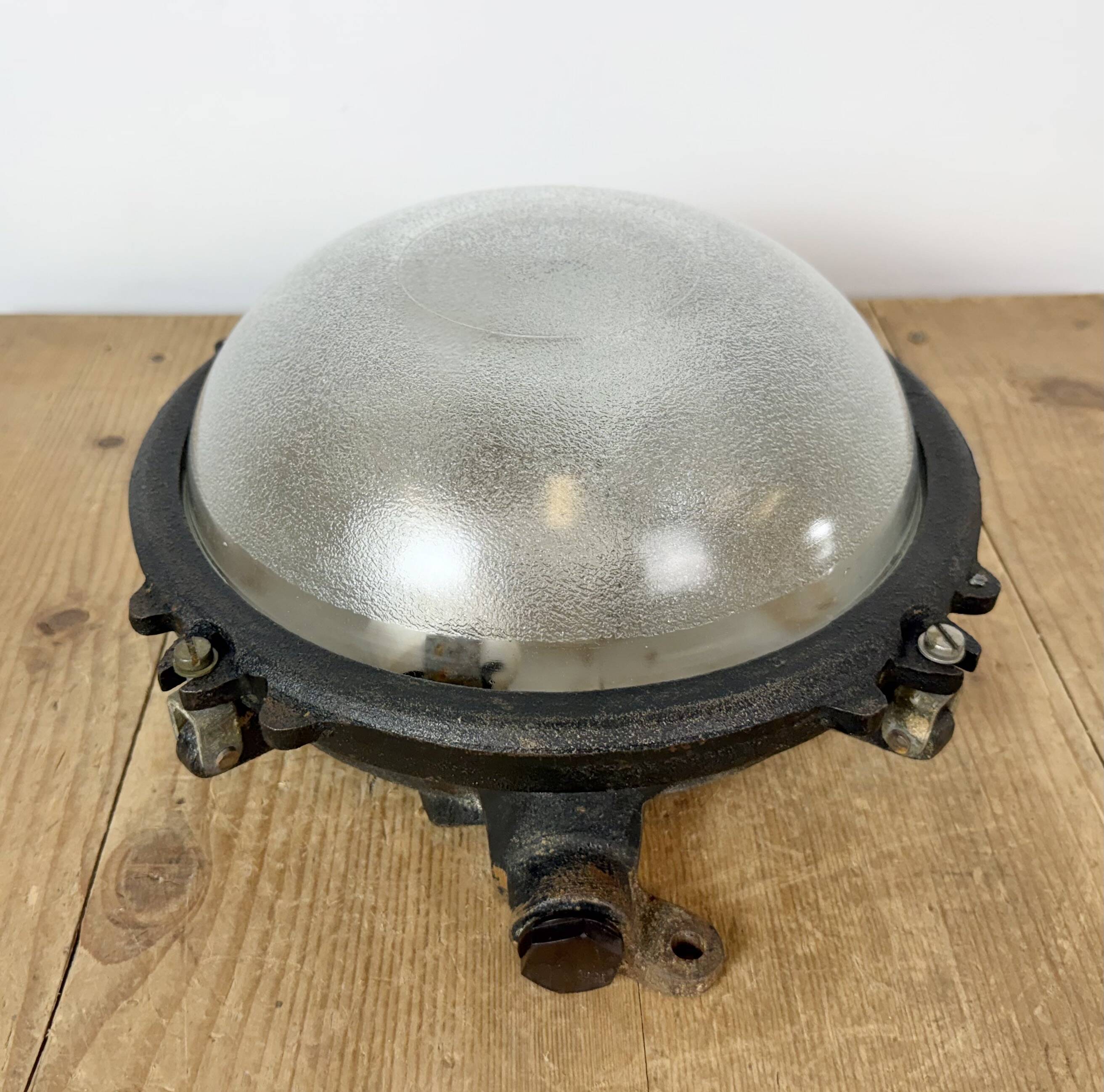 Black Industrial Cast Iron Wall or Ceiling Light from Elektrosvit, 1960s