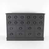 Blackened wooden chest of drawers