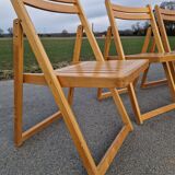 Set of 4 Folding Chairs in Wood and Plywood