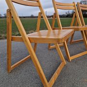 Set of 4 Folding Chairs in Wood and Plywood