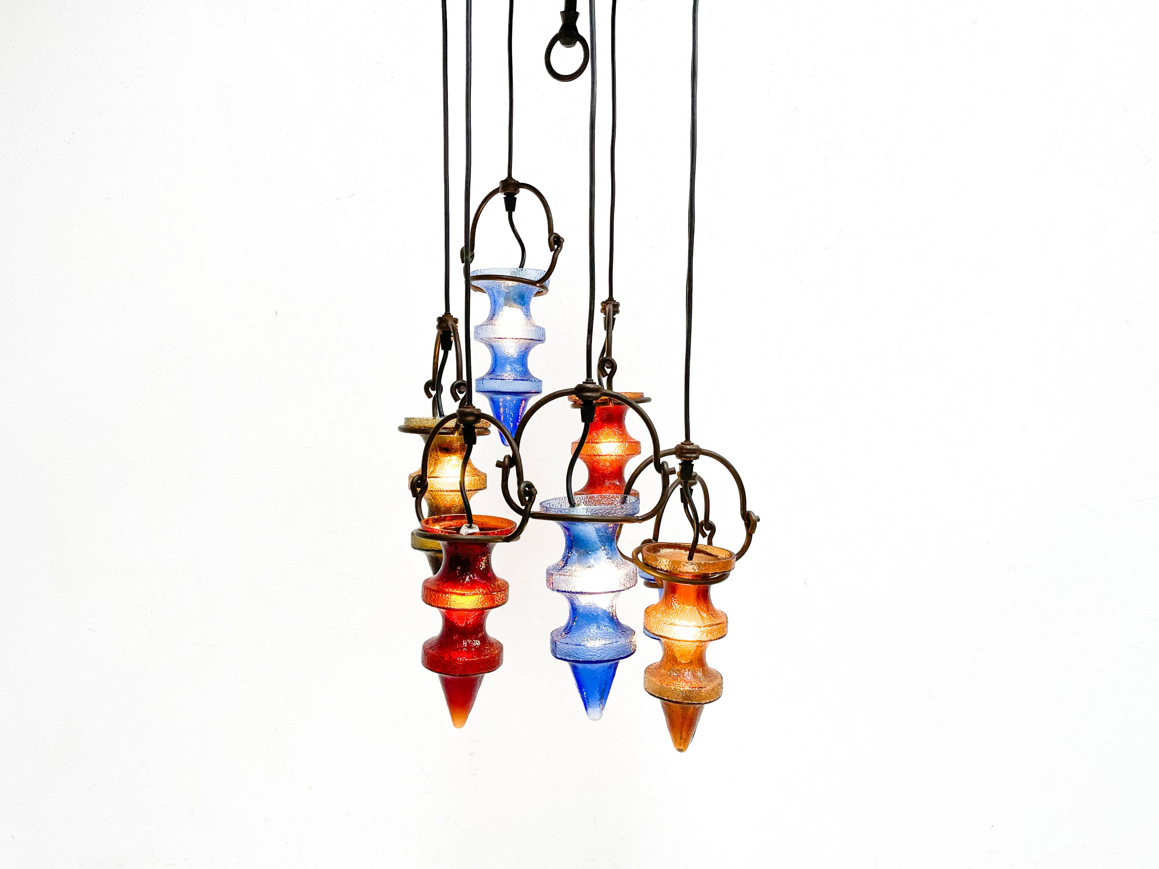 Colorful glass chandelier by Nanny Still for Massive