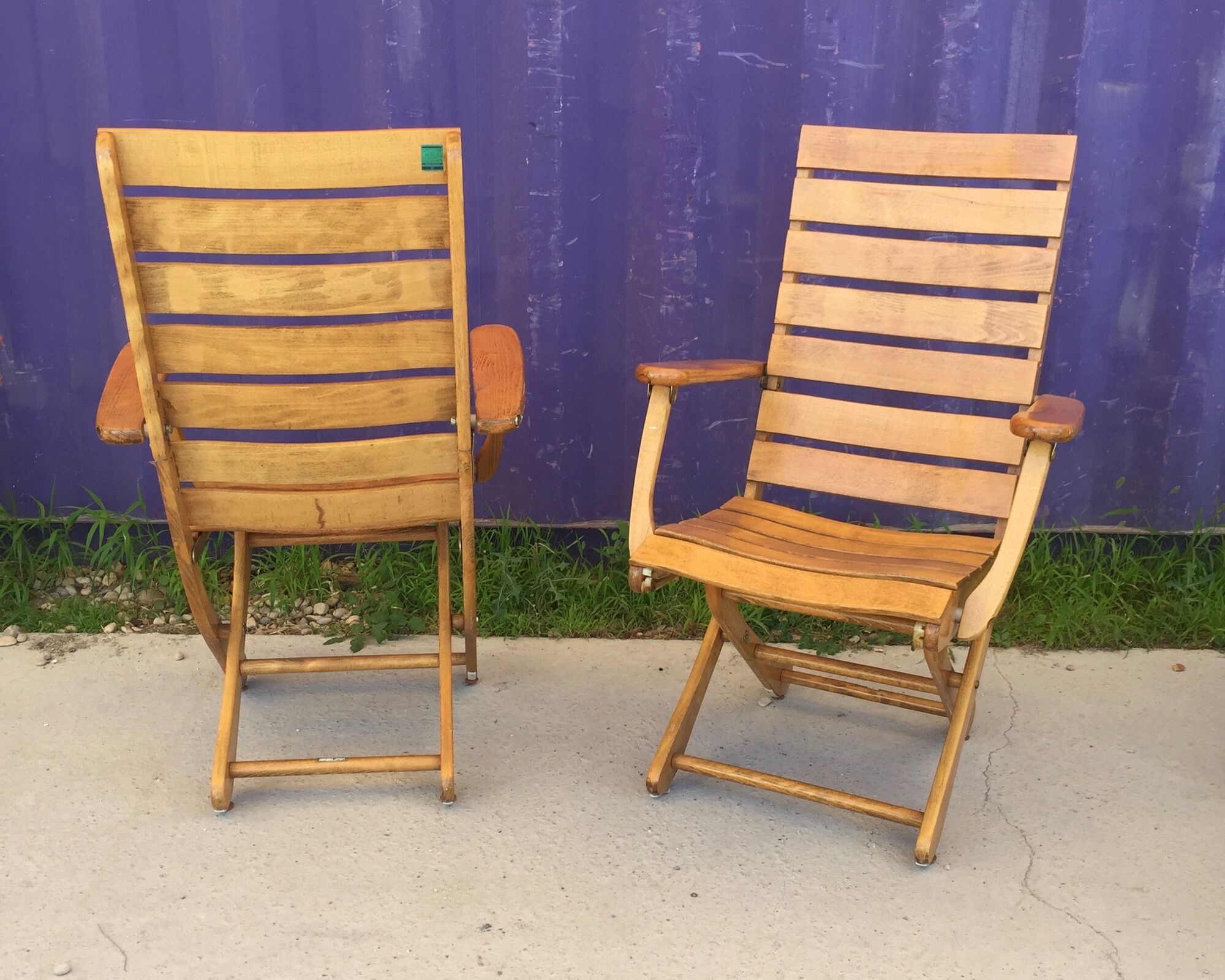 Pair of folding wooden armchairs brand Sodibois