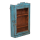 Ancienne vitrine murale art déco en teck birman patine bleue d’origine