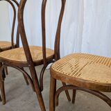 Set of 4 Vintage Thonet Style Dining Chairs: Bentwood Cane Seat, 1970s Bist