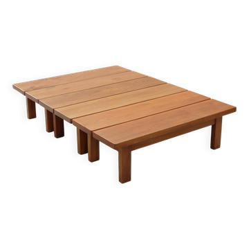 Grande table basse en 3 modules, orme massif.