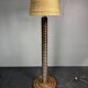 Midcentury brutalist chunky wood turned floor lamp, Charles Dudouyt style.