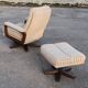 Mid-century 1970 swivel armchair and ottoman