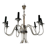 Neoclassical style chandelier in silver-plated metal by the house of Charles.
