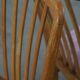 Set of 6 vintage Danish design dining chairs from the 1970s with light purple fabric seats