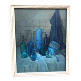 still life with bottles and pans