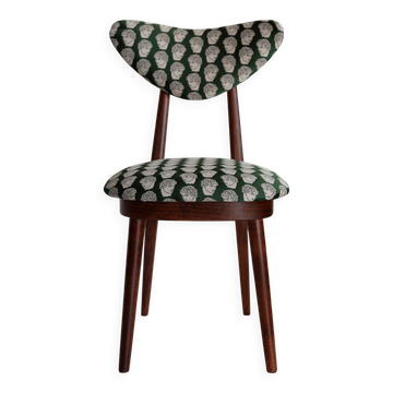 Emerald satin heart chair by David Print, walnut beech wood, Europe, 1960s.