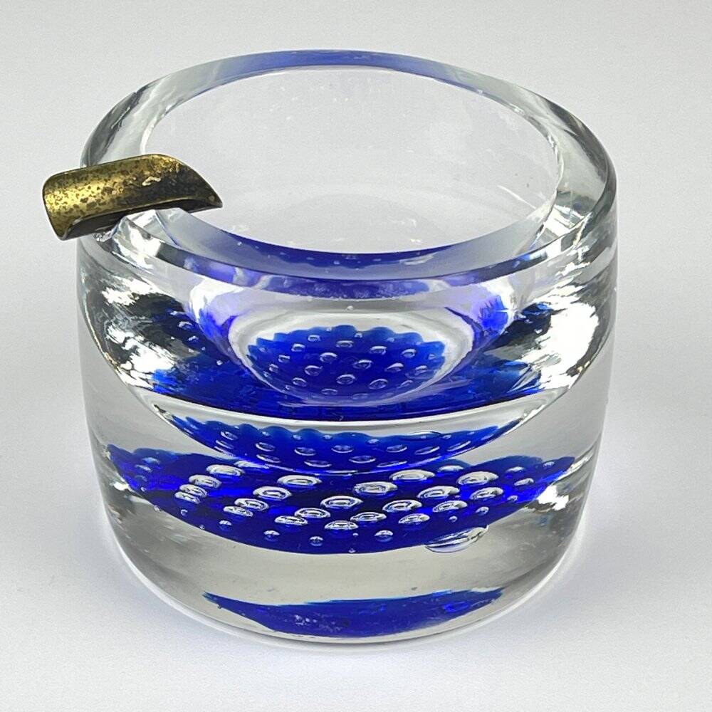 Blue Murano glass ashtray, Italy, 1970s
