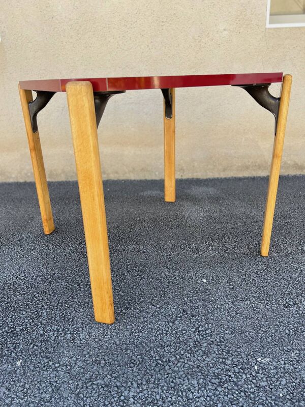 Table Bruno Rey en formica rouge pour Dietiker, 1970s