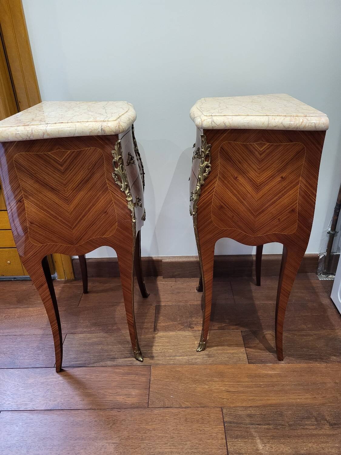 Pair of marquetry bedside tables