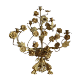 Brass church candelabra with fleur-de-lys
