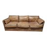 Vintage leather sofa full grain 3 places Roche Bobois circa 1980