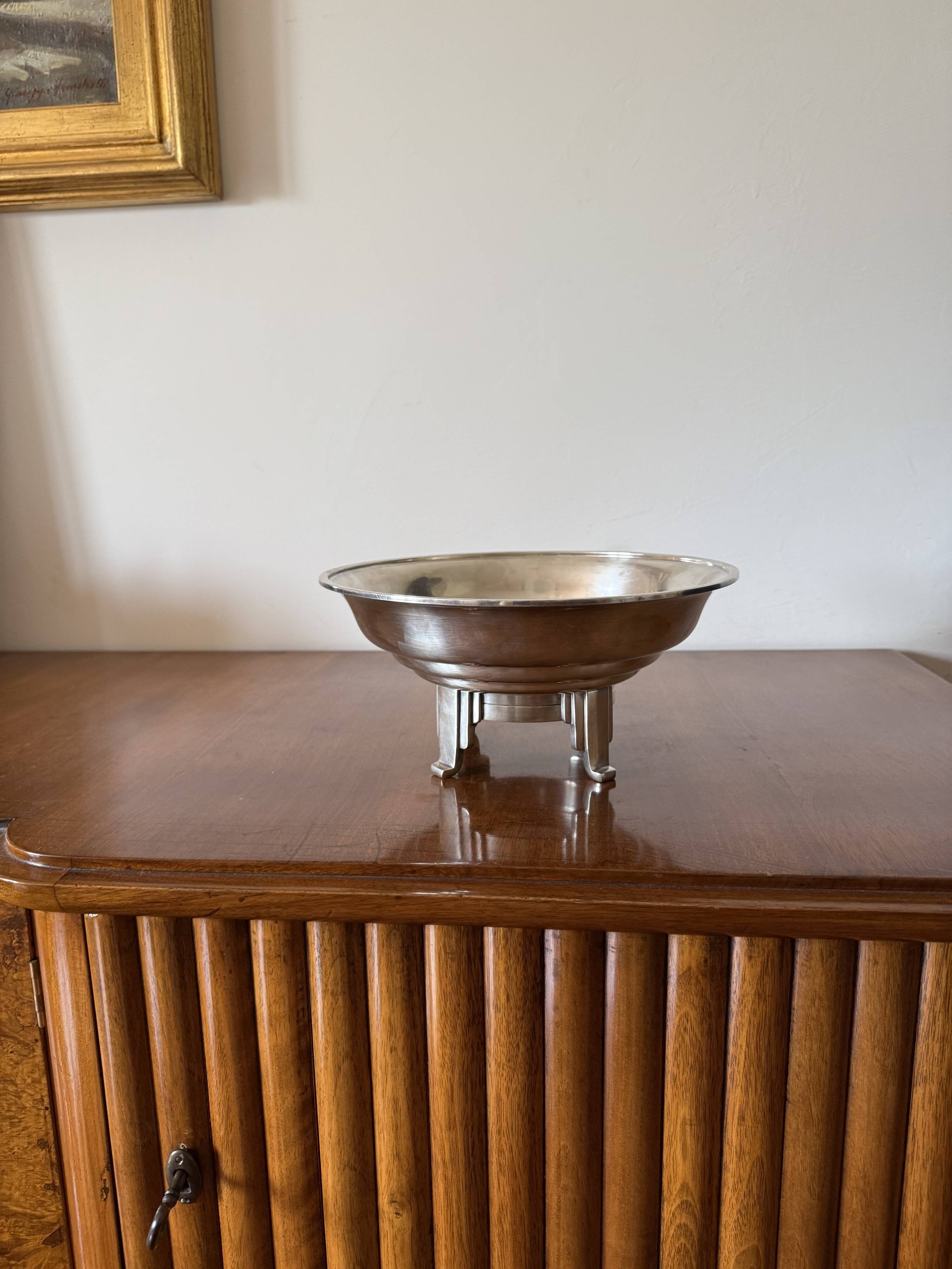 Art Deco silver-plated coup / vide poche, Ercuis France 1940s