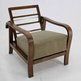 1930s Pair of Art Deco Armchairs in Walnut Finish, Czechoslovakia