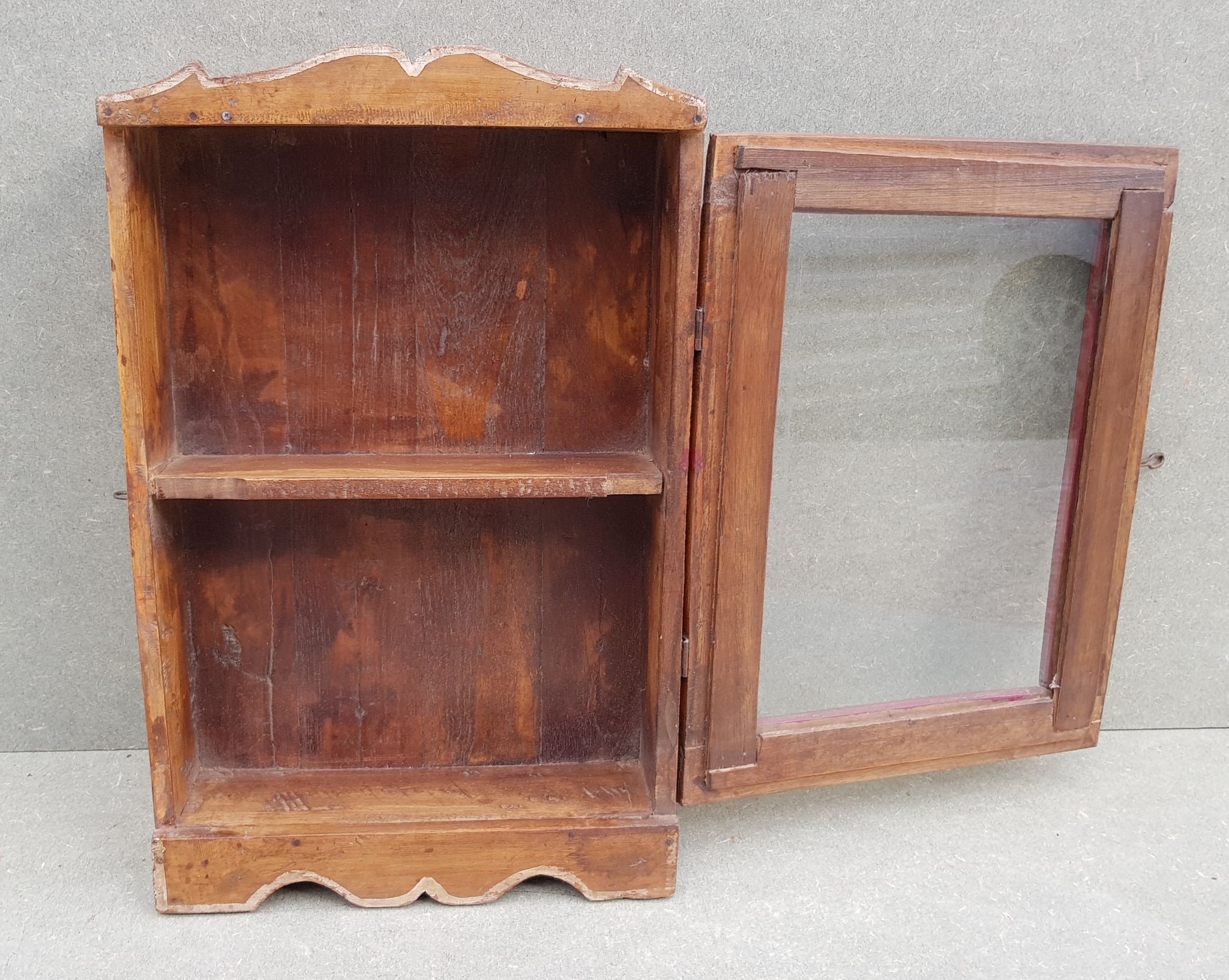 Medicine cabinet wall display case in ancient Burmese teak