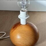 vintage wooden ball lamp small model with fabric shade 80's design