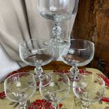 Six glass champagne or dessert glasses, Seca