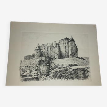 Etching depicting a castle