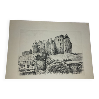 Etching depicting a castle