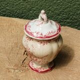 Sarreguemines earthenware mustard pot, Watteau model