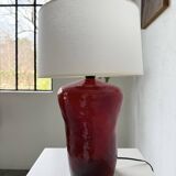 Red ceramic table lamp from the 70s